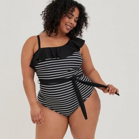 Torrid Ruffle One-Piece Swimsuit - Stripe